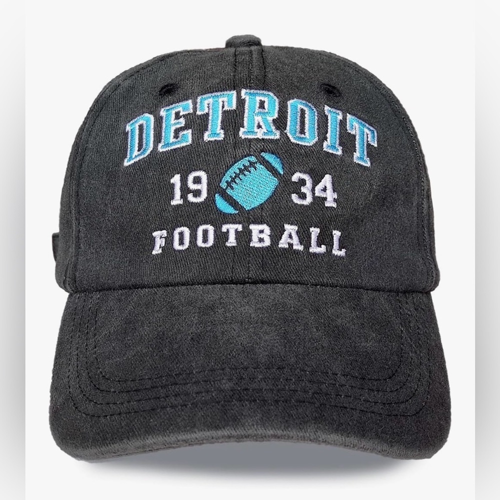 Detroit Football Black Baseball Cap